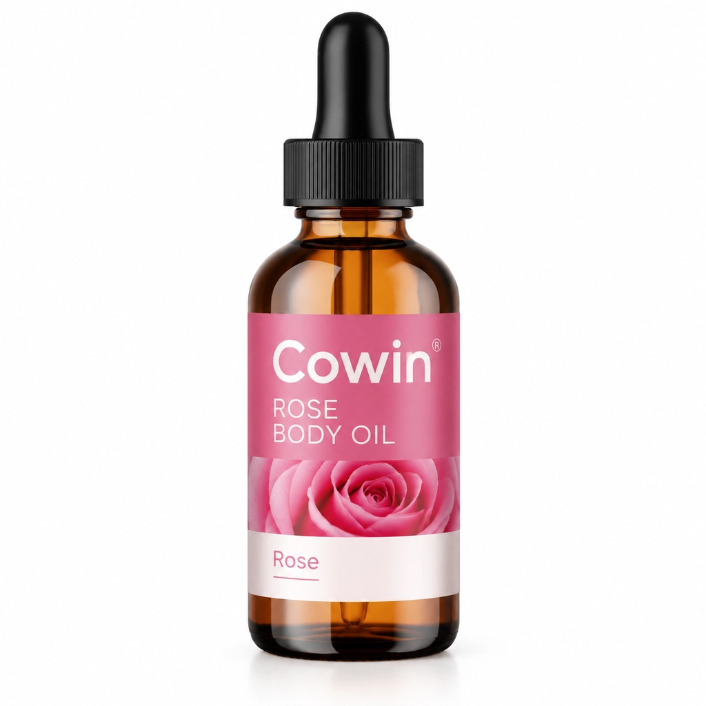 Rose body oil dropper bottle
