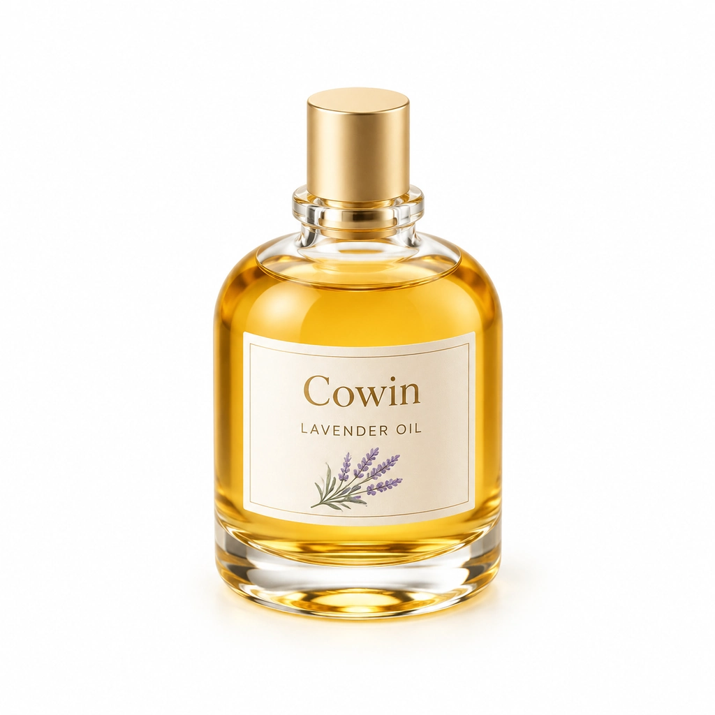Lavender oil clear glass bottle 01