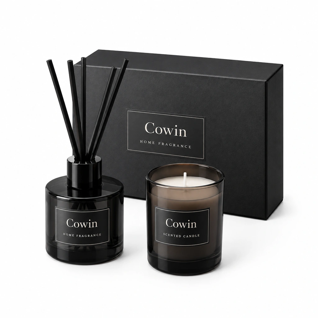 Black candle reed diffuser set