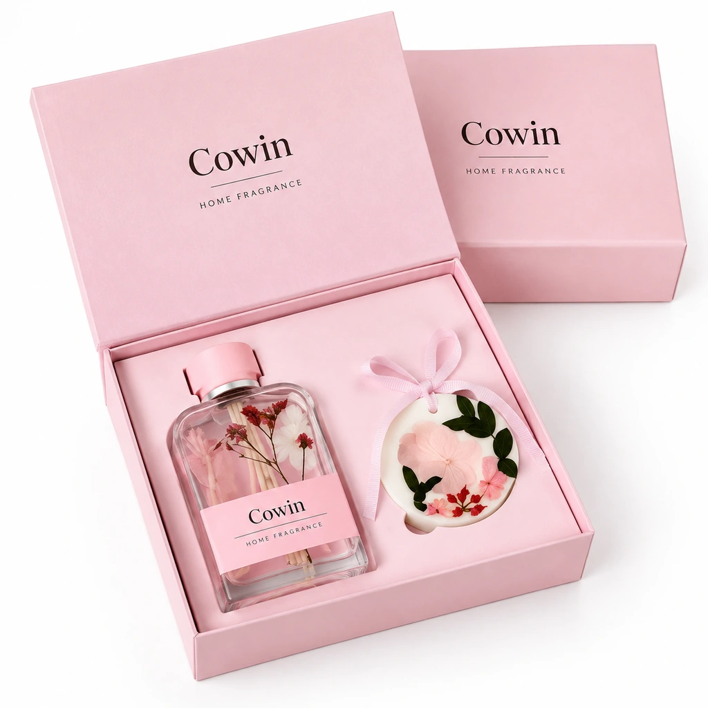 Pink reed diffuser wax gift set