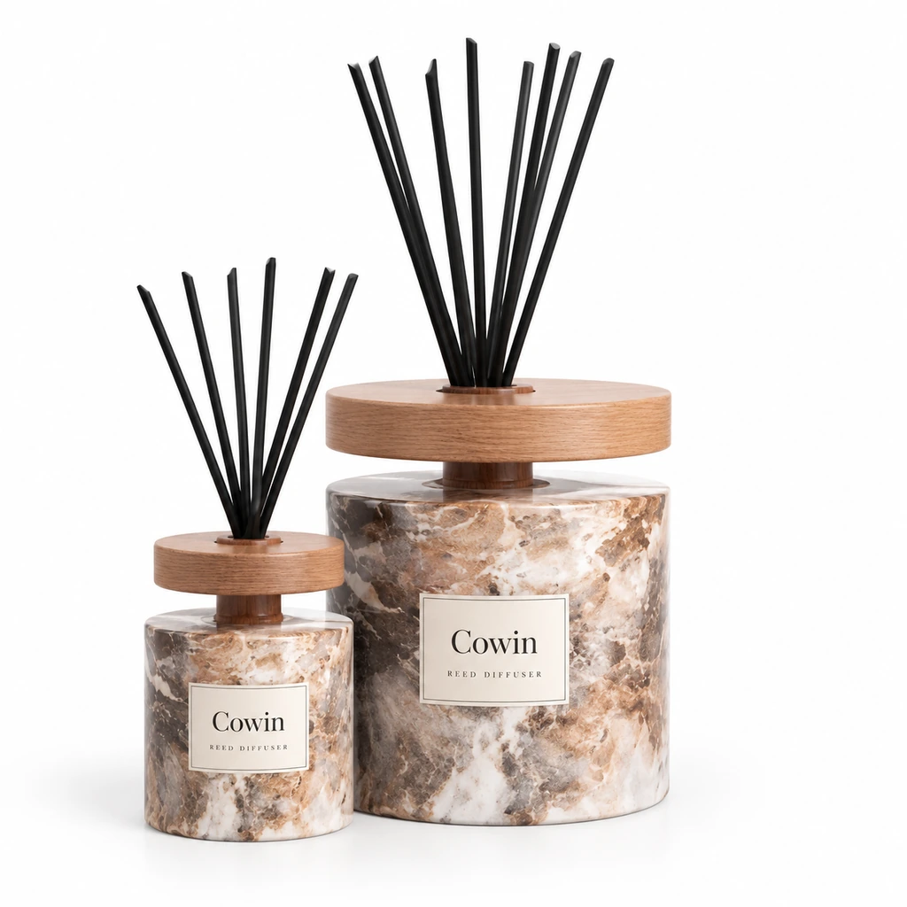 Marble reed diffuser wood lids