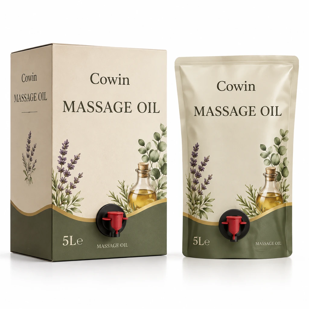 Massage oil pouch and carton