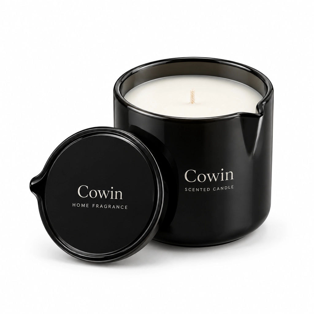 Black massage candle with lid