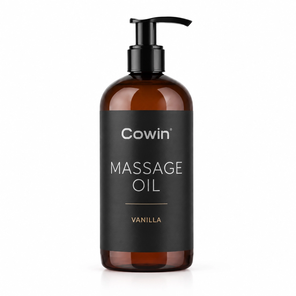 Body massage oil amber pump bottle