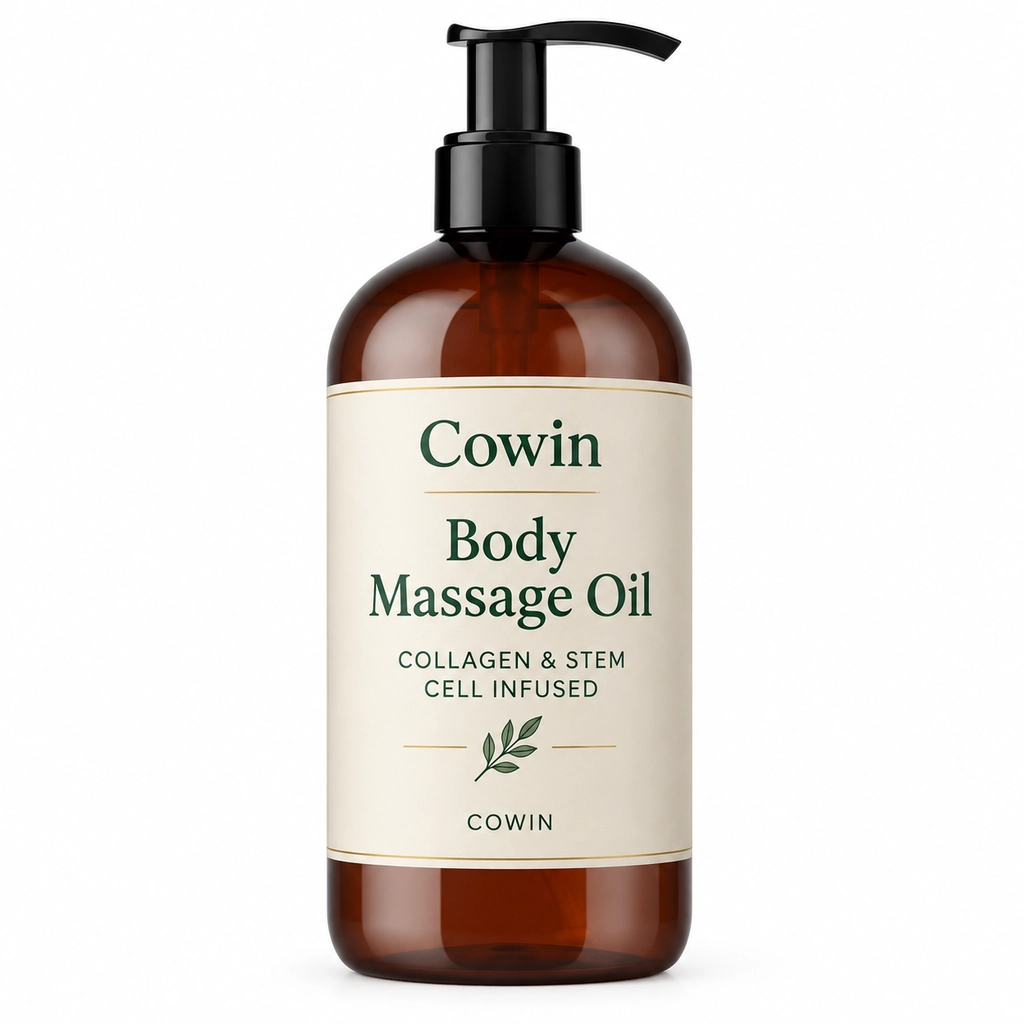 Body care massage oil dark pump bottle