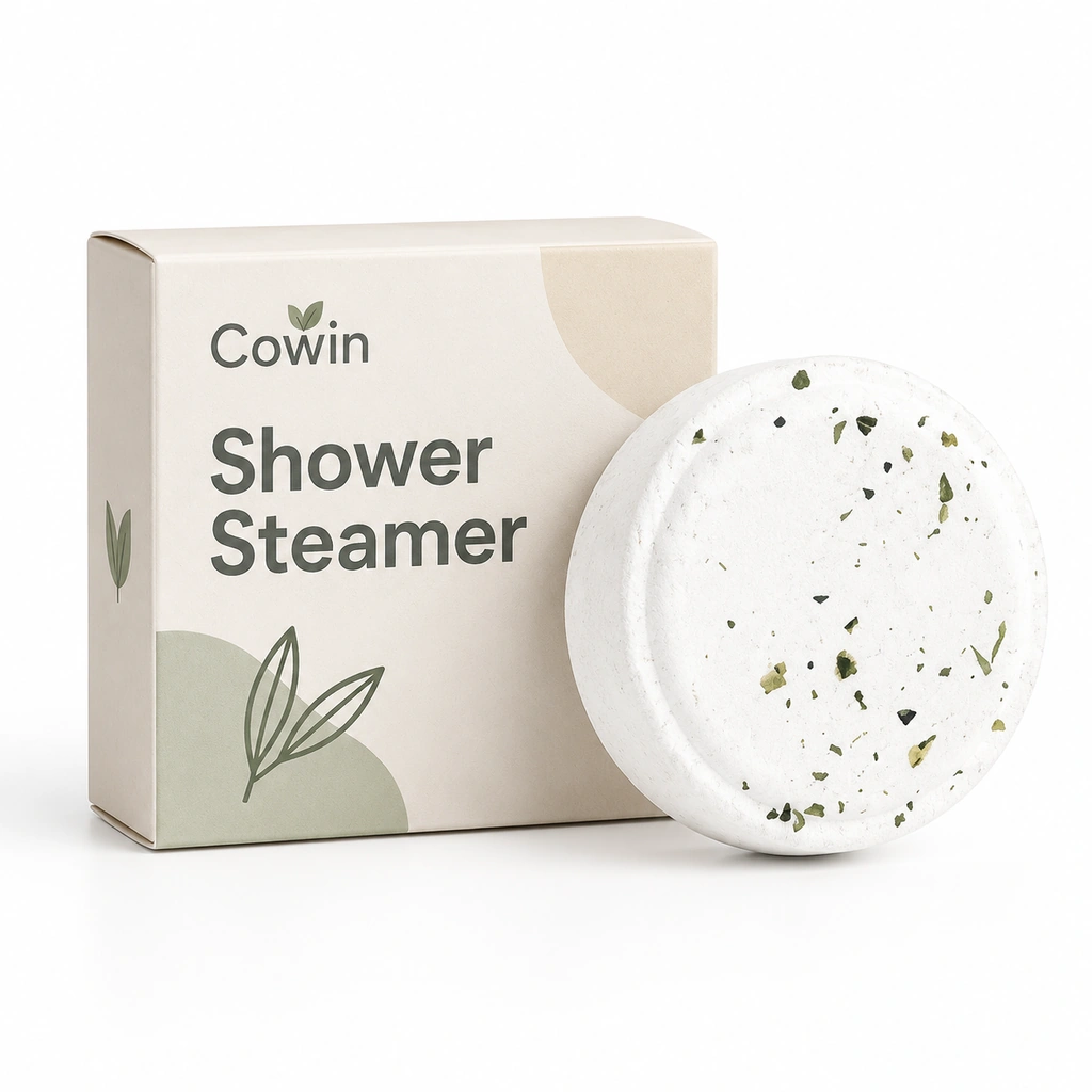 Shower steamer white tablet cream box