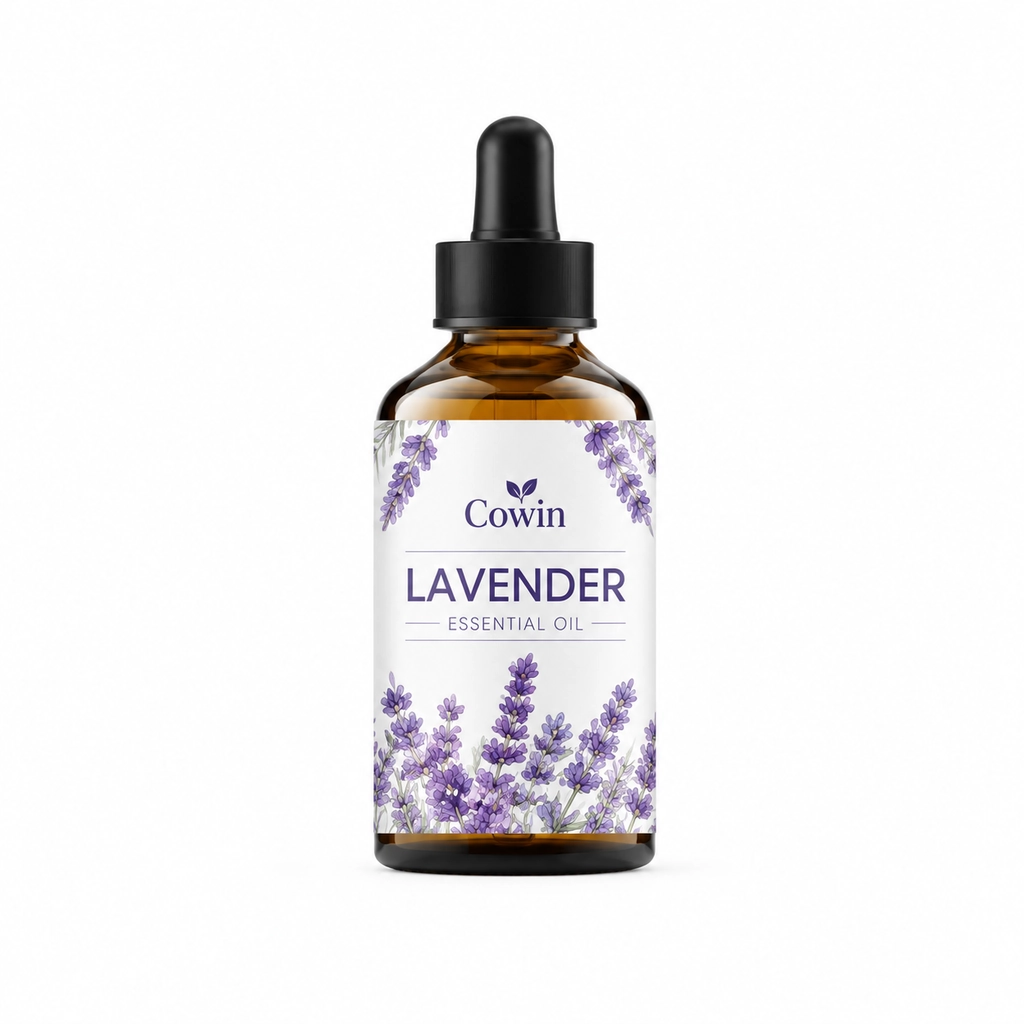 Lavender essential oil amber dropper bottle