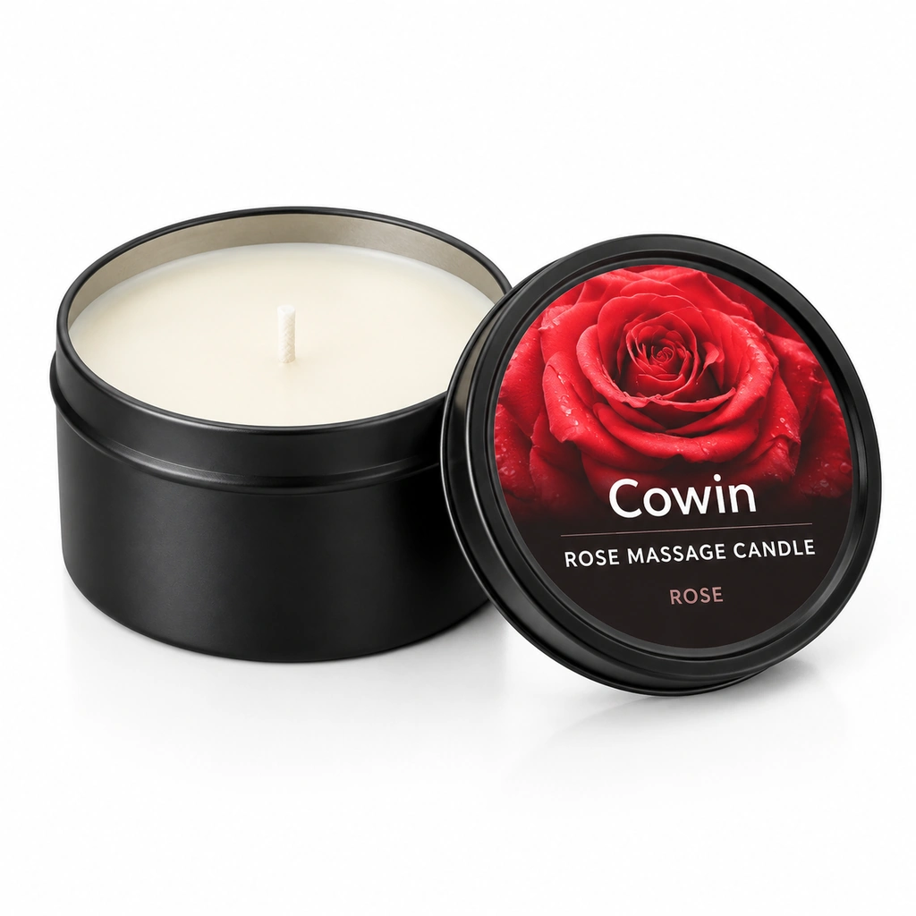 Rose massage candle black tin