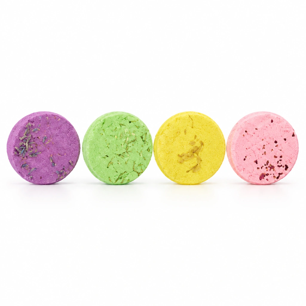 Round aromatherapy tablets four pastel colors