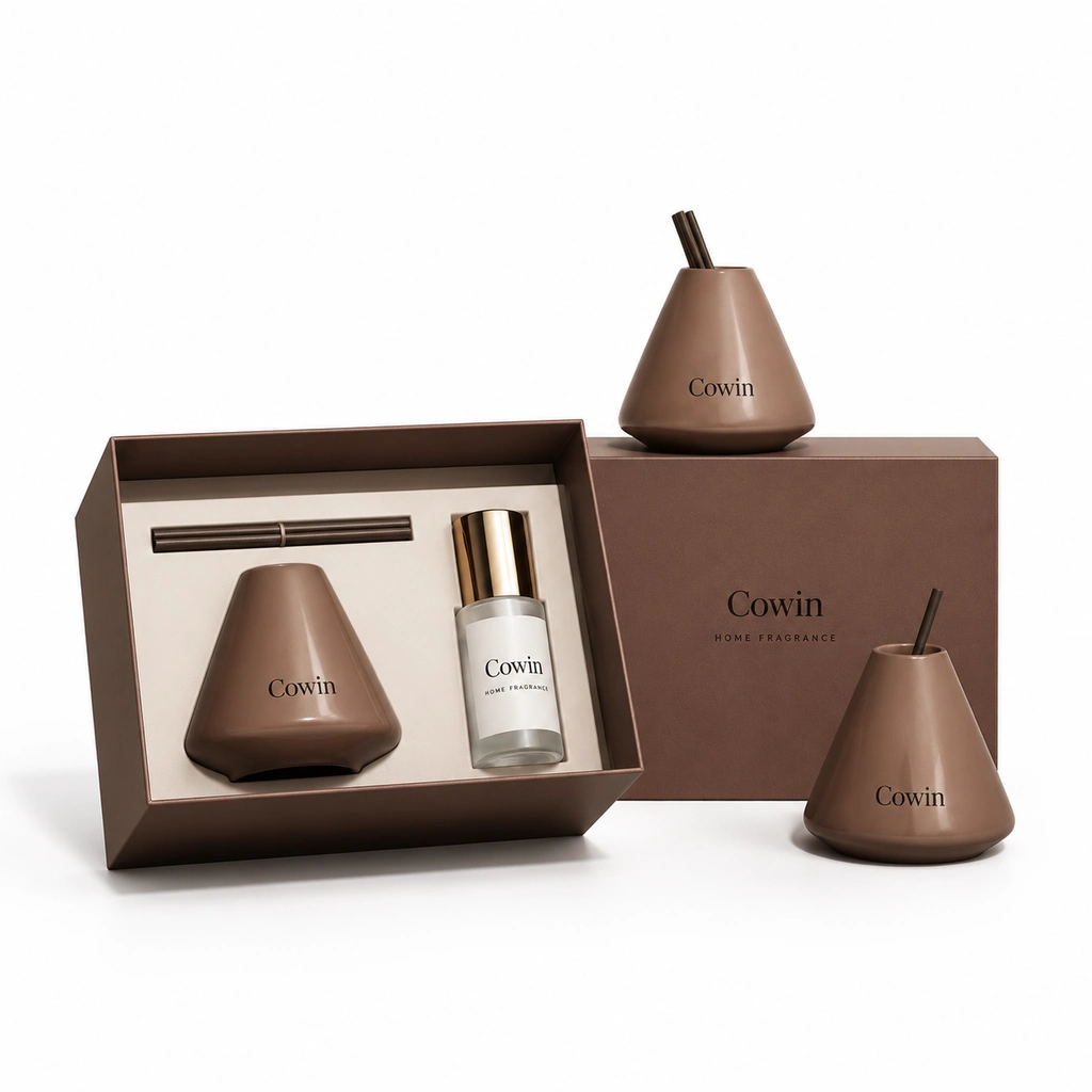 Brown ceramic aroma gift set