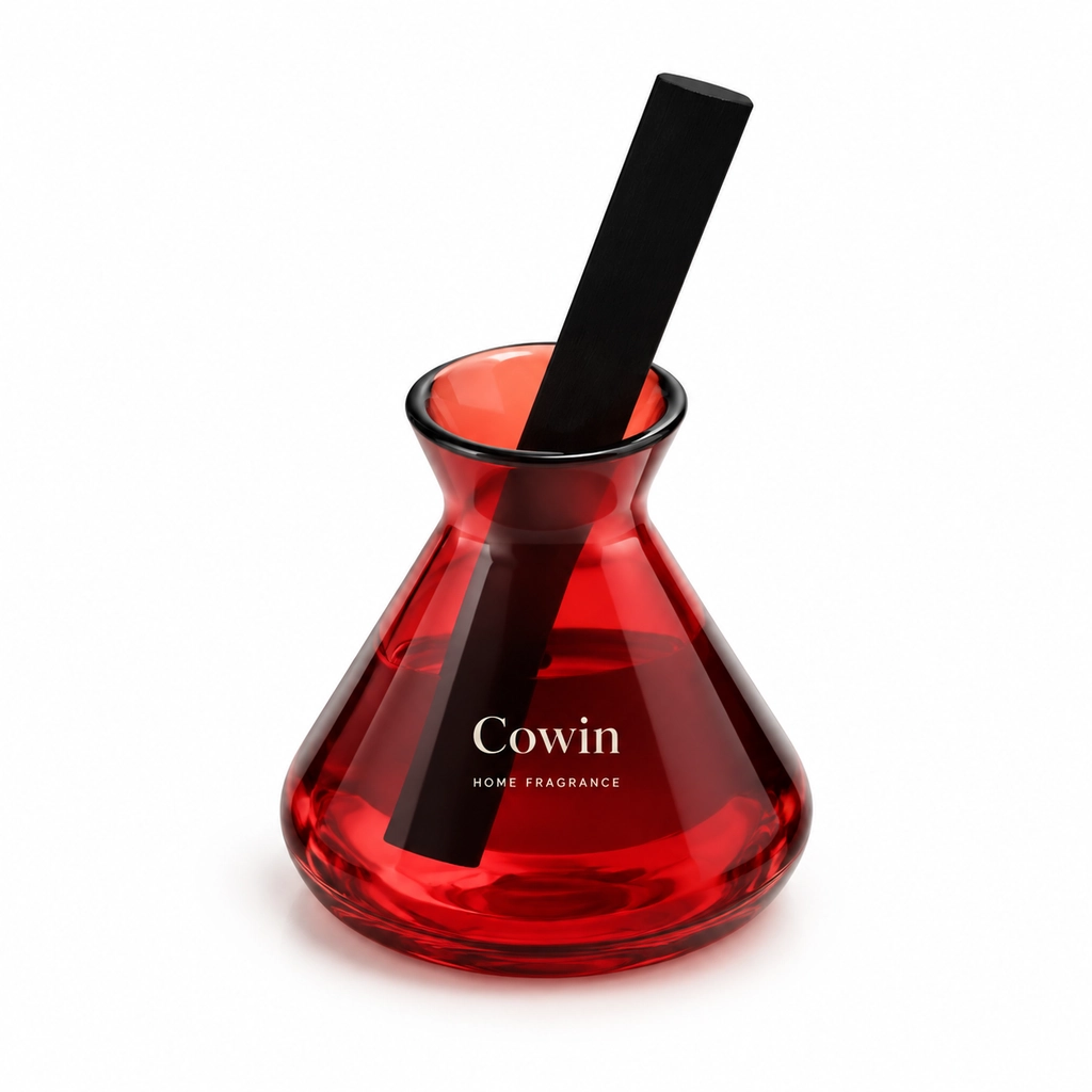 Red glass diffuser black reed