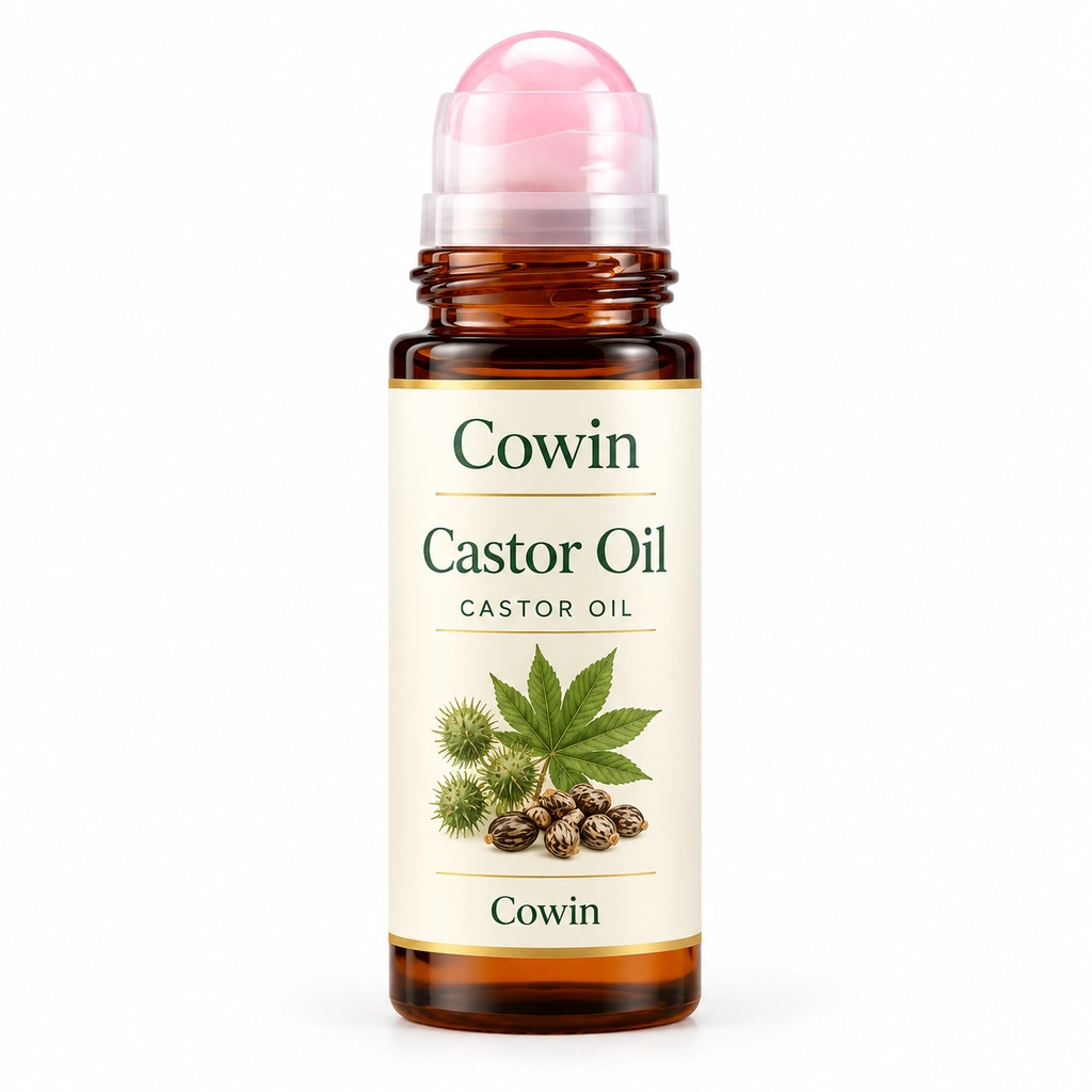 Castor oil pink rollerball bottle