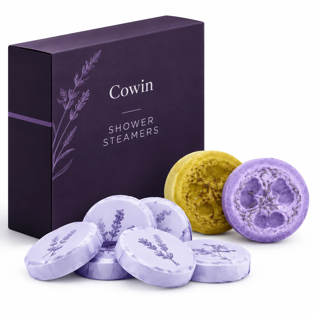 Shower steamers purple gift box wrapped discs