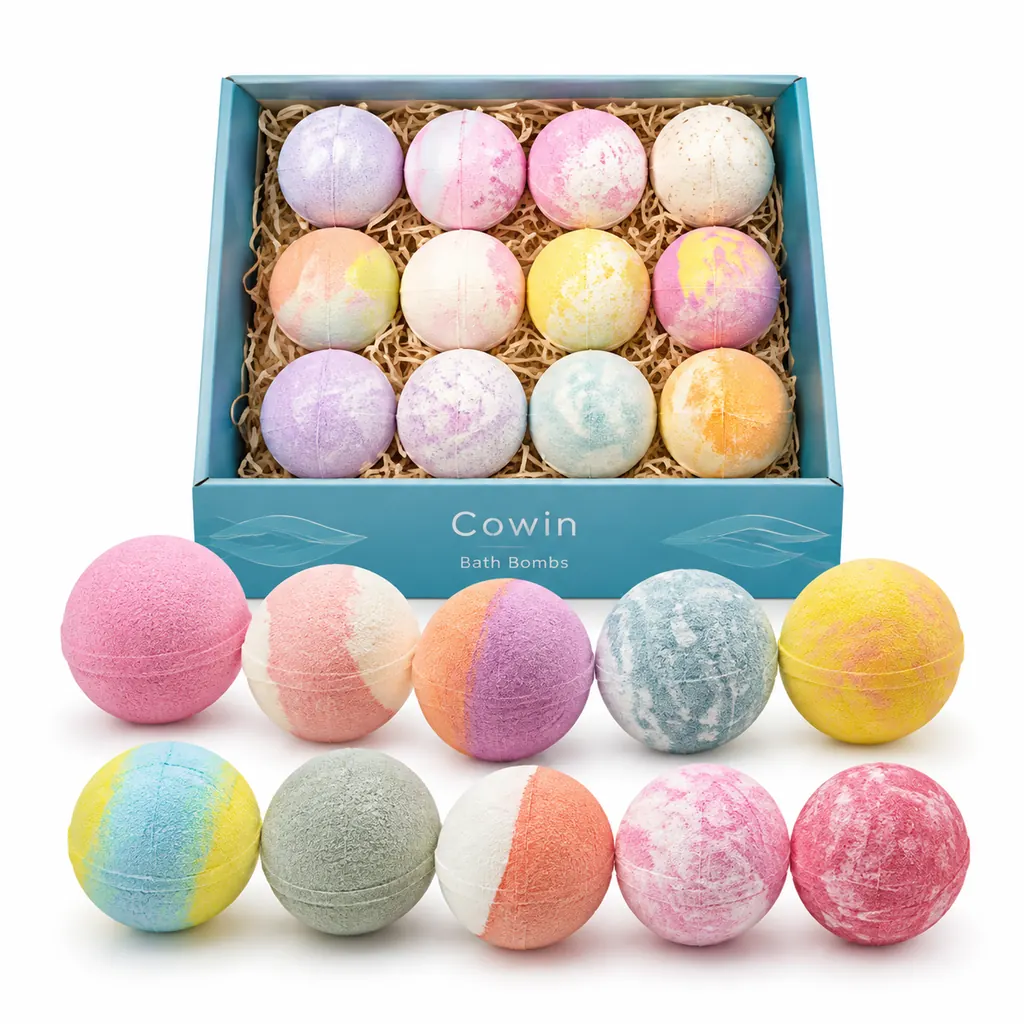 Bath bombs open turquoise gift box