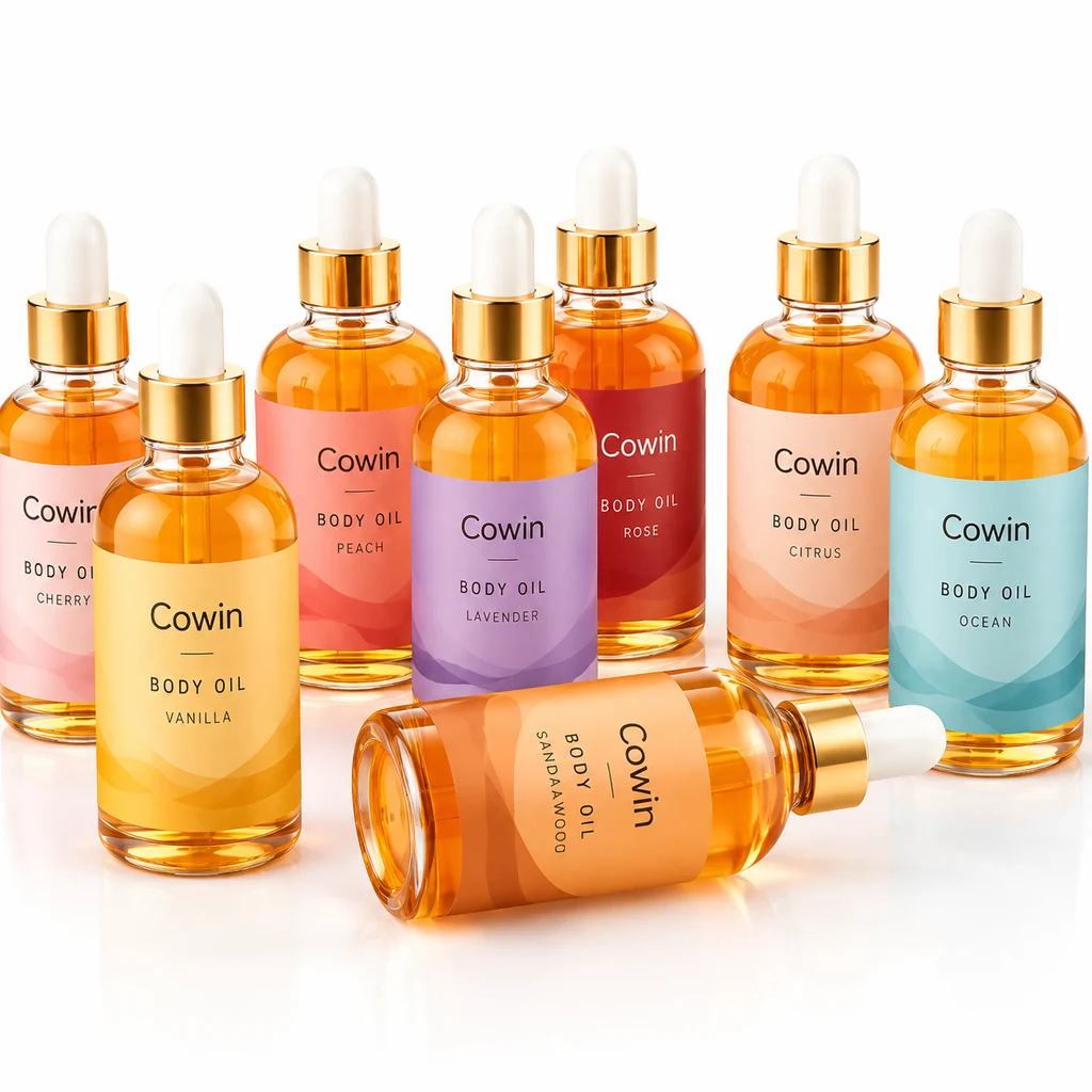 Body oil clear bottle collection