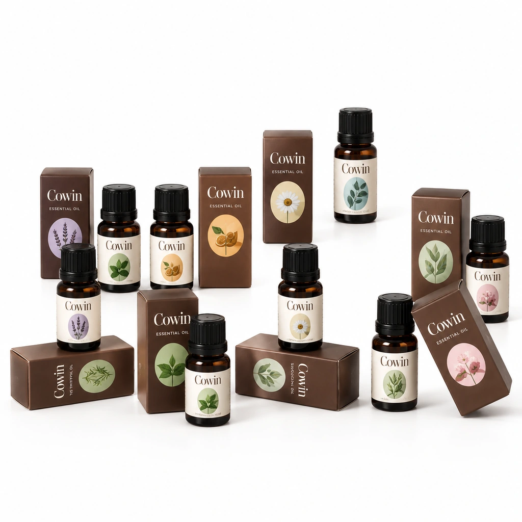 Essential oil bottles brown cartons