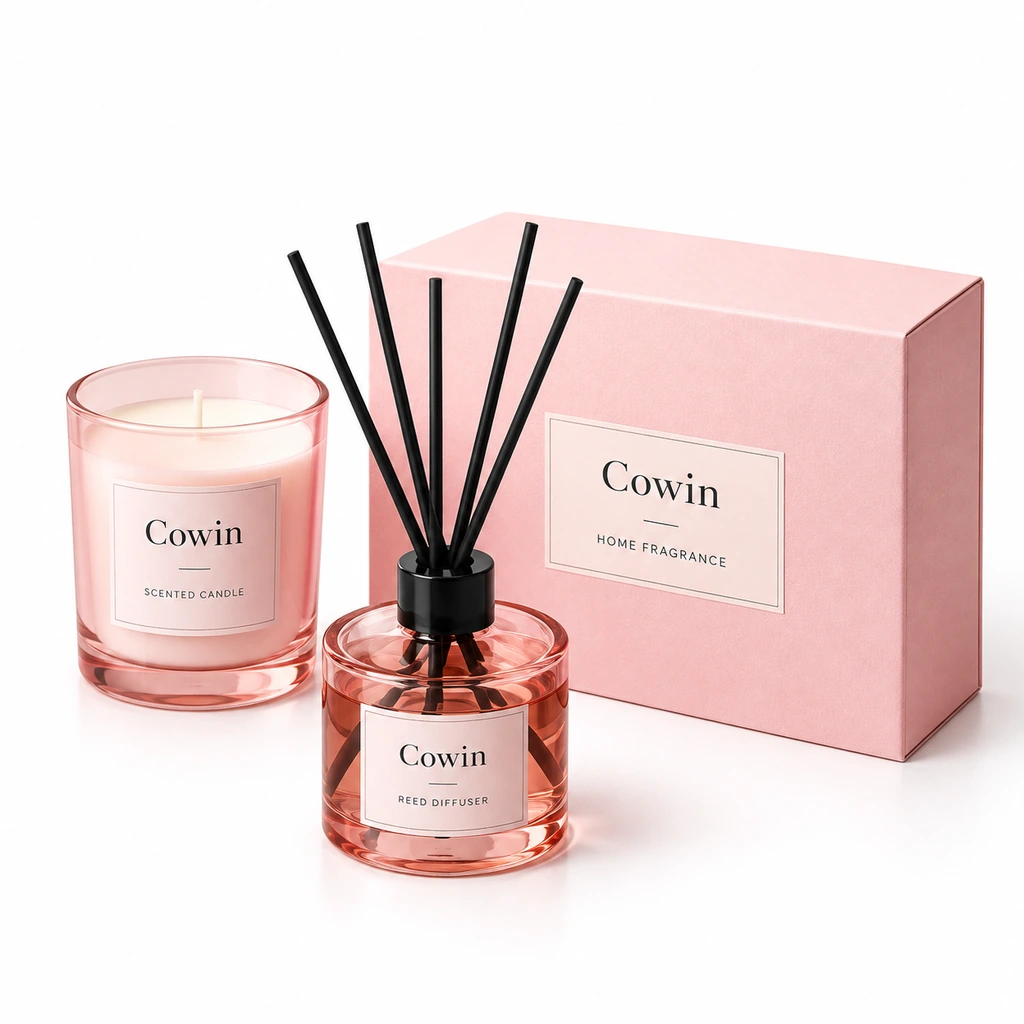 Pink candle reed diffuser gift box