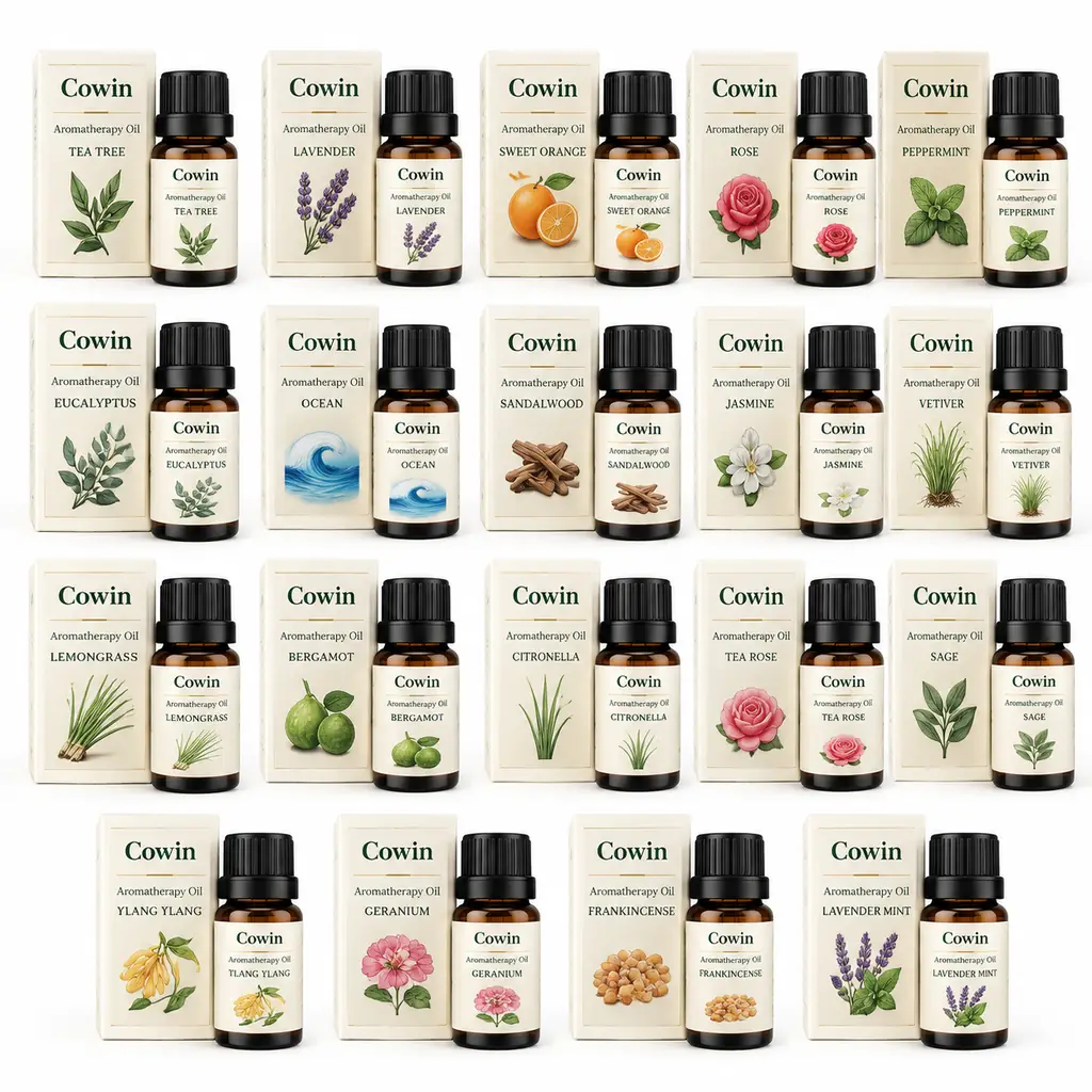 Aromatherapy oil bottle and box collection