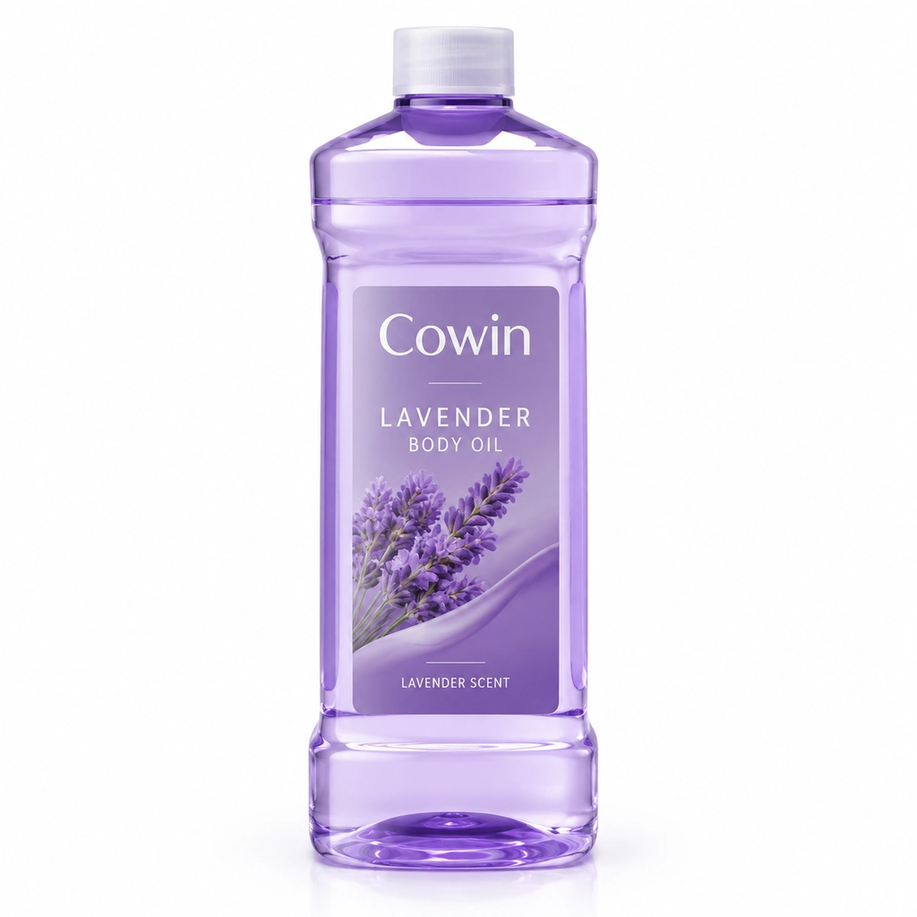 Lavender body oil purple bottle