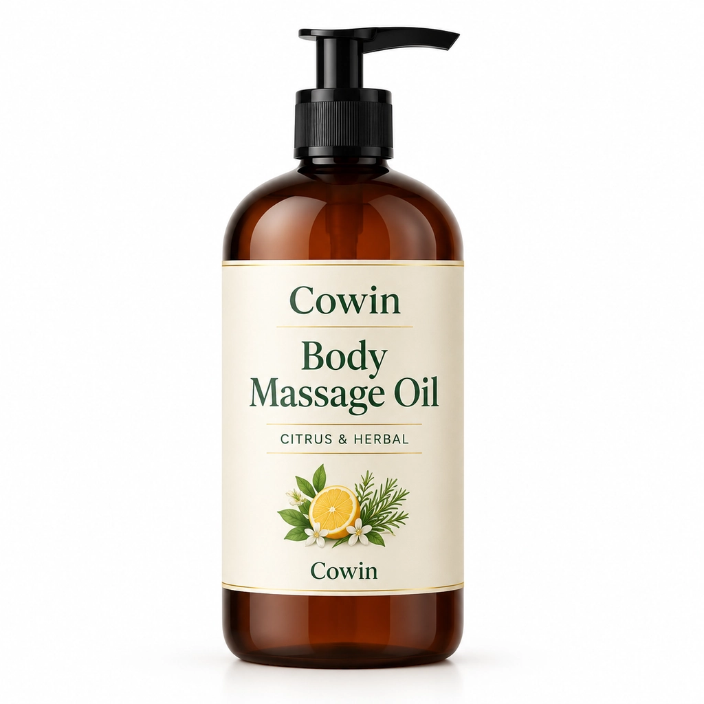 Body massage oil amber pump bottle